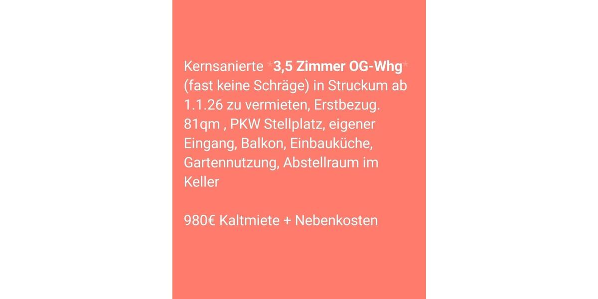 3,5 Zimmer Wohnung in Struckum 3 zimmer