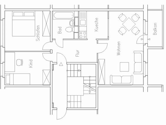 Etagenwohnung Eberswalde Brandenburgisches Viertel - 3 Zimmer, 57 m&sup2;, 395&euro; | Angebot:25871506
