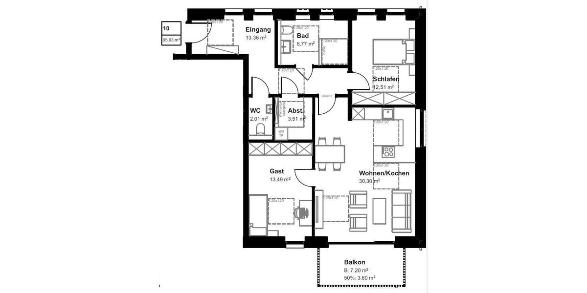 Etagenwohnung Bad Bentheim - 3 Zimmer, 86 m&sup2;, 1.080&euro; | Angebot:26561465