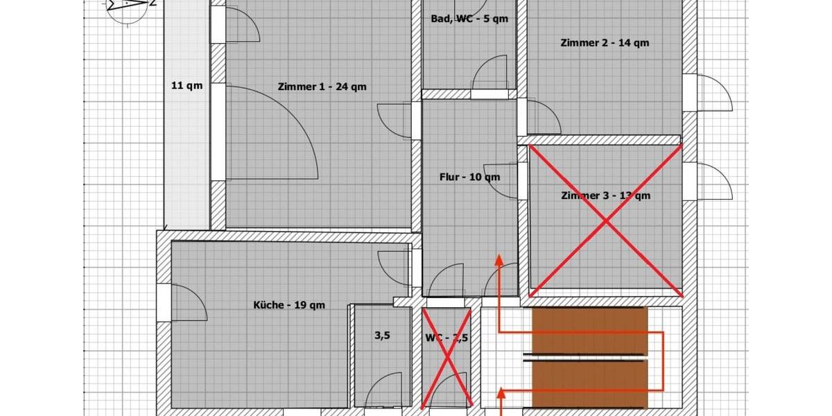 4 Zimmer incl. Küche und Bad zur befristeten Vermietung 2 zimmer