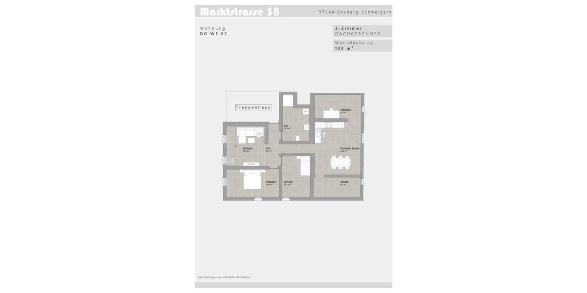 Dachgeschoßwohnung Boxberg - 3.5 Zimmer, 100 m&sup2;, 880&euro; | Angebot:24478467