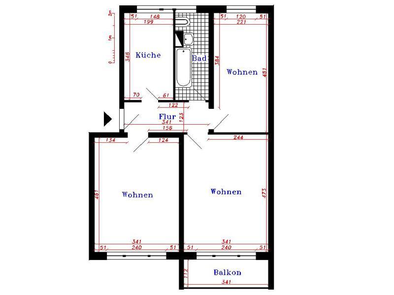 Etagenwohnung Thale - 2.5 Zimmer, 61 m&sup2;, 420&euro; | Angebot:26480717
