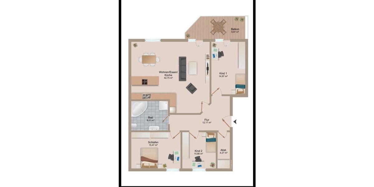 Etagenwohnung Dörverden - 4 Zimmer, 110 m&sup2;, 1.100&euro; | Angebot:26704209