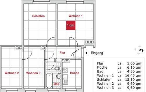 Etagenwohnung Zwickau Pölbitz - 4 Zimmer, 65 m&sup2;, 381&euro; | Angebot:26826666