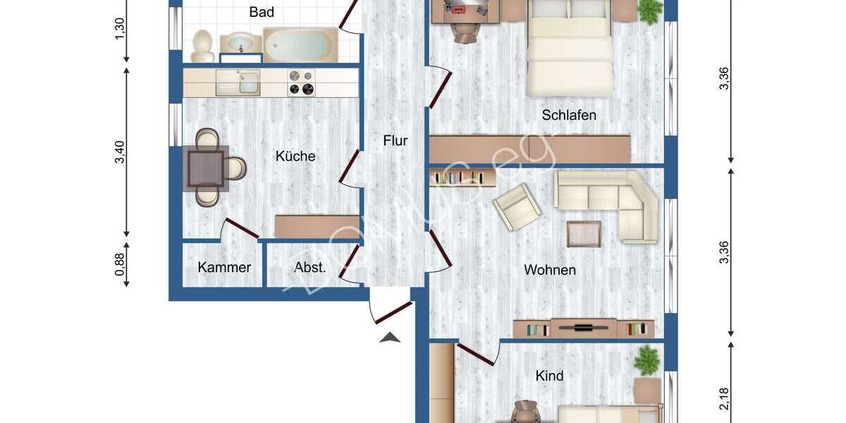 Frisch renovierte 3 Zimmer Wohnung 3 zimmer