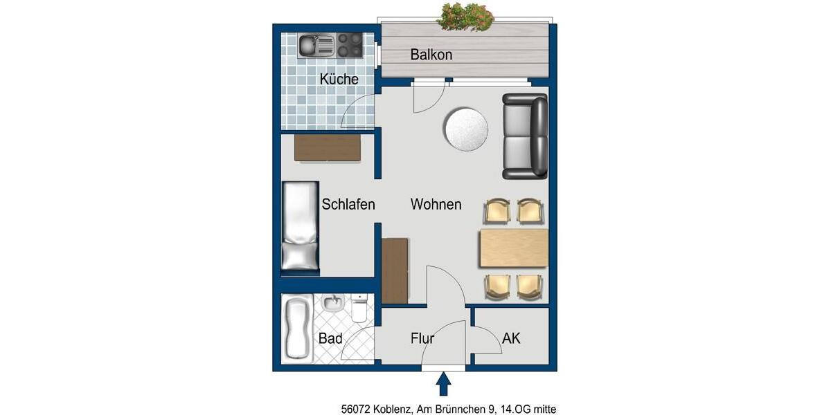 Hier wird frisch für Sie saniert! Schöne-Wohnung mit Balkon und Panorama Aussicht 1 zimmer