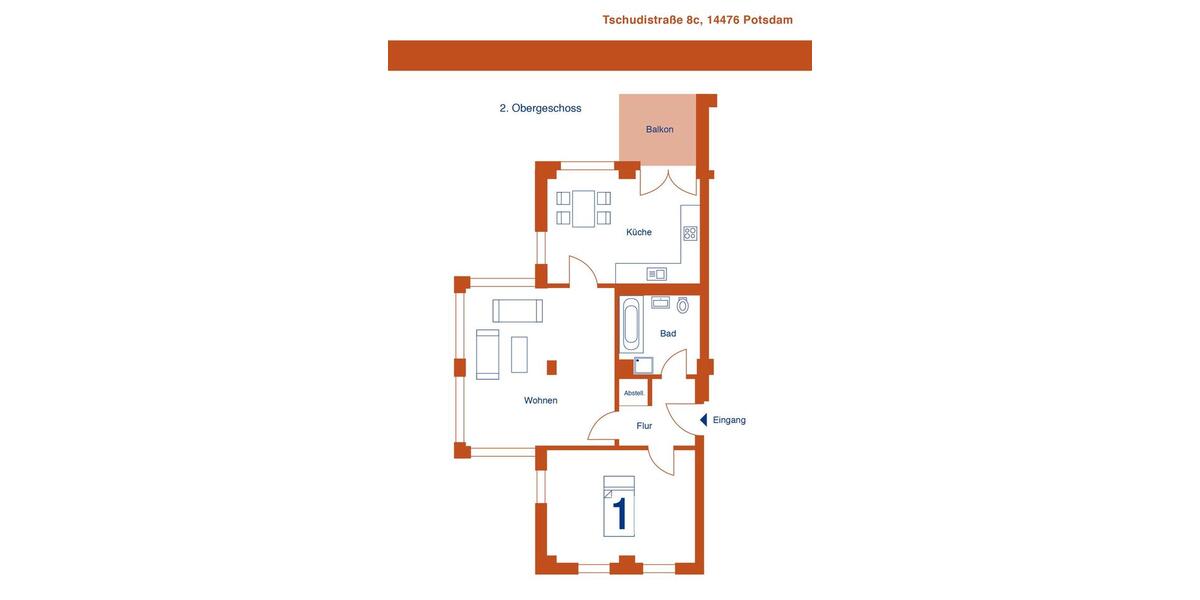 Etagenwohnung Potsdam Krampnitz - 2 Zimmer, 67 m&sup2;, 980&euro; | Angebot:26024862