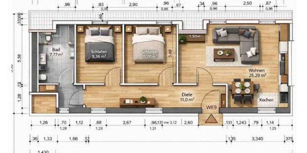 Etagenwohnung Ahnatal-Weimar Weimar - 3 Zimmer, 67 m&sup2;, 790&euro; | Angebot:26729215