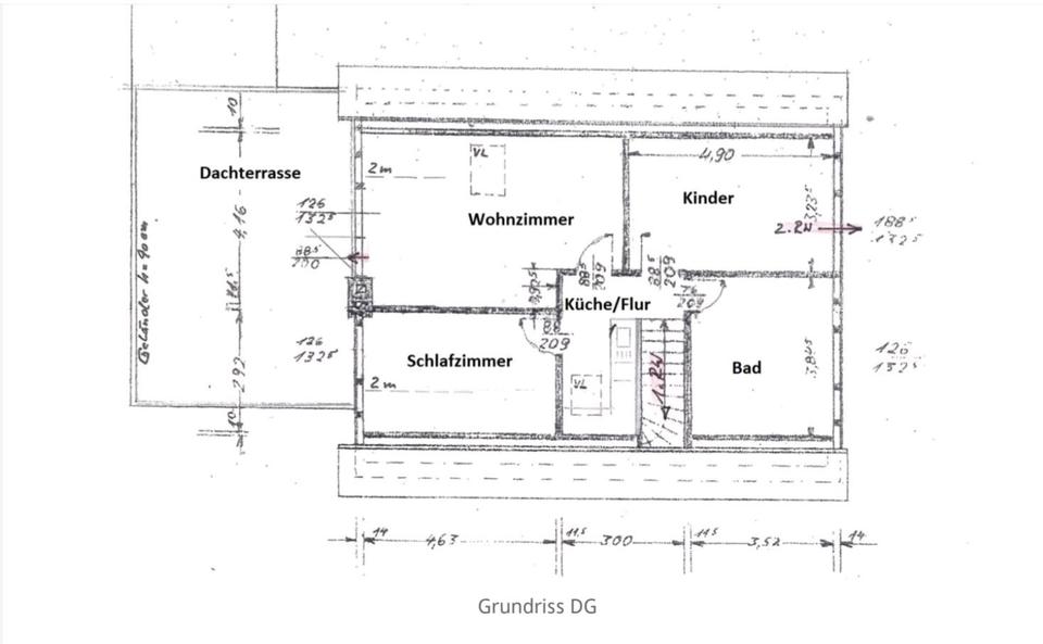 Wohnung DG 60m² + 40m² Dachterrasse 3 zimmer