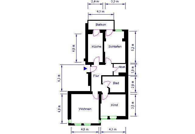 Etagenwohnung Magdeburg Altstadt - 3 Zimmer, 90 m&sup2;, 729&euro; | Angebot:25972025