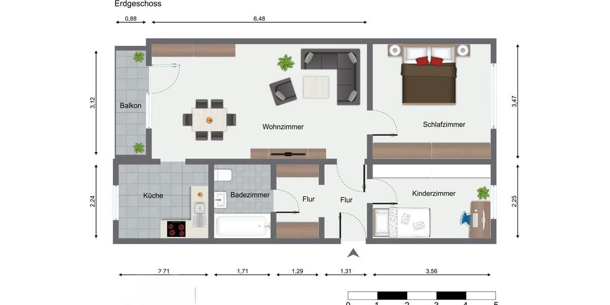 Erdgeschoßwohnung Schwerin Gartenstadt - 3 Zimmer, 60 m&sup2;, 590&euro; | Angebot:25267972