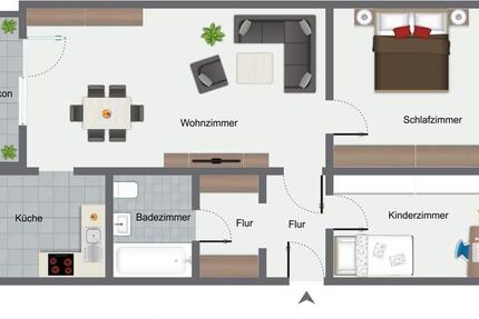 Wohnung Schwerin Gartenstadt - 3 Zimmer, 60 m&sup2;, 590&euro; | Angebot:25267972
