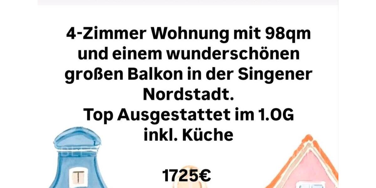 Etagenwohnung Singen (Hohentwiel) - 4 Zimmer, 98 m&sup2;, 1.725&euro; | Angebot:24825283