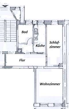 2-Zimmer-Whg im Erdgeschoß - separate Küche, Tageslichtbad mit Dusche, Laminat 2 zimmer