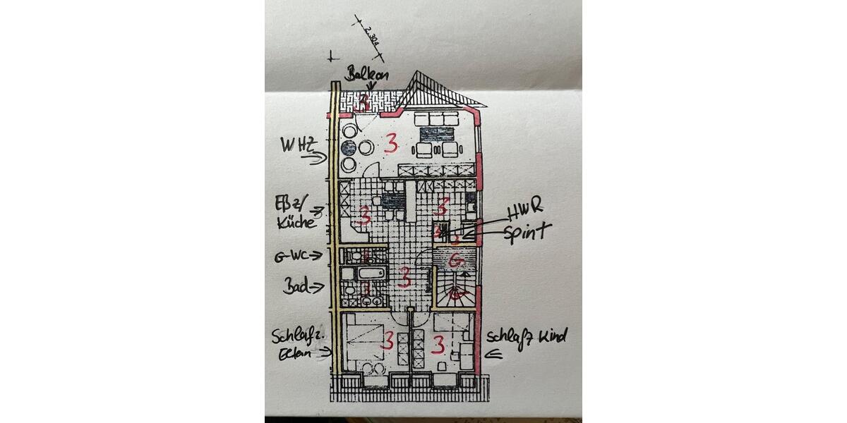 Bernkastel-Kues Plateau: 3 ZKB DG Wohnung 3 zimmer