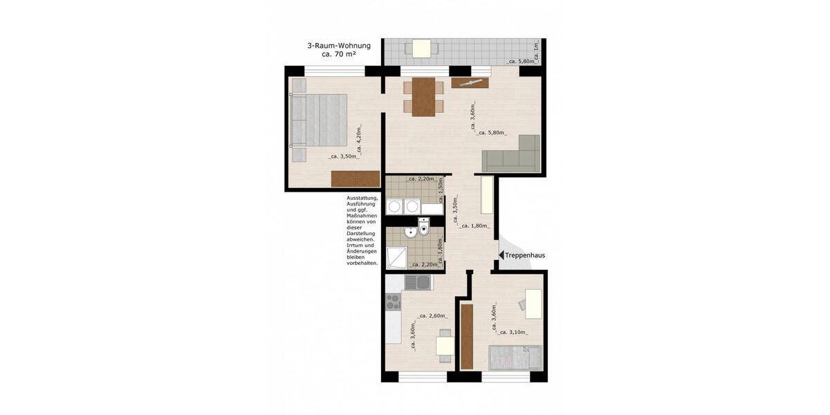 Etagenwohnung Dessau-Roßlau Innenstadt - 3 Zimmer, 70 m&sup2;, 450&euro; | Angebot:26568594