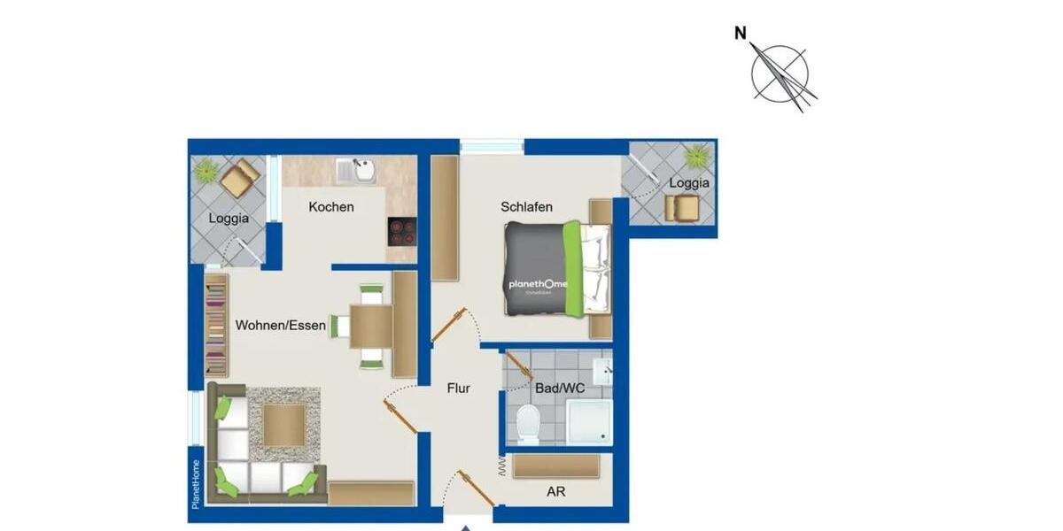 Etagenwohnung Wilnsdorf - 2 Zimmer, 45 m&sup2;, 585&euro; | Angebot:25256400