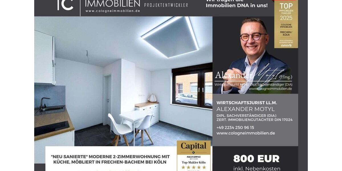 Etagenwohnung Frechen - 2 Zimmer, 40 m&sup2;, 700&euro; | Angebot:25079580