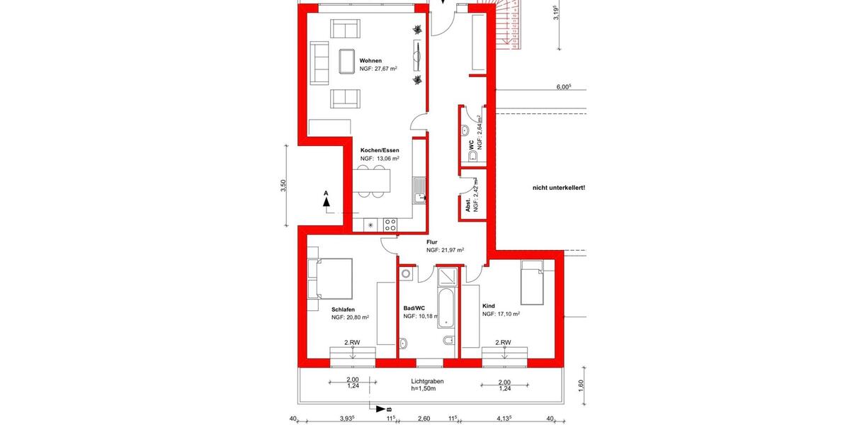 Neubauwohnung 3,5 Zi., 115m2 + 30 m2 Terrasse, Kubach -Weilburg zimmer