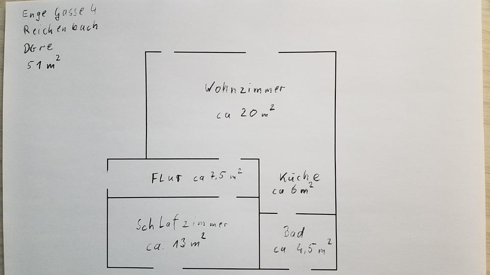 Dachgeschoßwohnung Reichenbach im Vogtland - 2 Zimmer, 51 m&sup2;, 230&euro; | Angebot:24617842