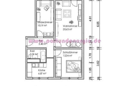 Wohnung Magdeburg Stadtfeld West - 3 Zimmer, 60 m&sup2;, 359&euro; | Angebot:25267132