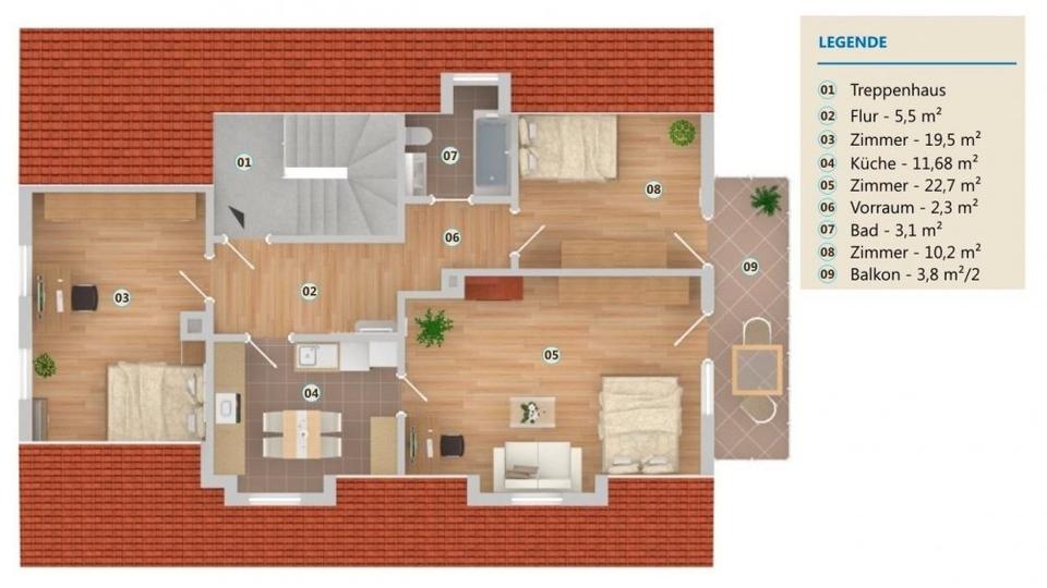 Dachgeschoßwohnung Dachau - 1 Zimmer, 45 m&sup2;, 570&euro; | Angebot:25989099