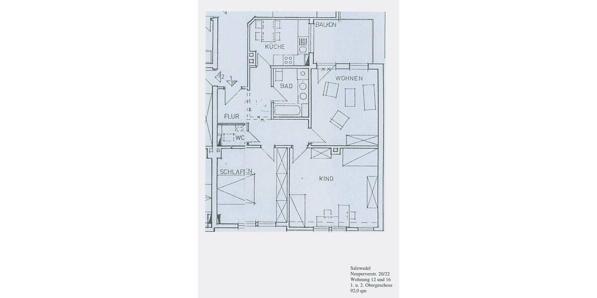 Etagenwohnung Salzwedel Neustadt - 3 Zimmer, 91 m&sup2;, 525&euro; | Angebot:26489334