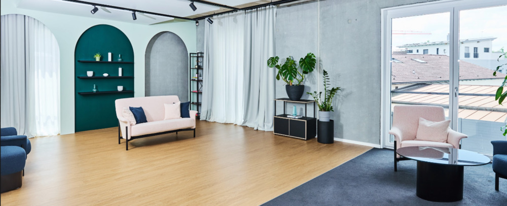Büro-Loft in Hohenbrunn: 1.000 m², Studios, Showküche, buchbar zimmer