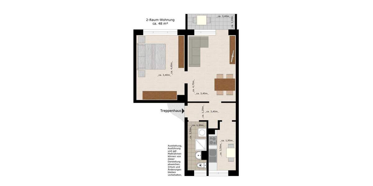 Etagenwohnung Dessau-Roßlau Süd - 2 Zimmer, 47 m&sup2;, 320&euro; | Angebot:25814217