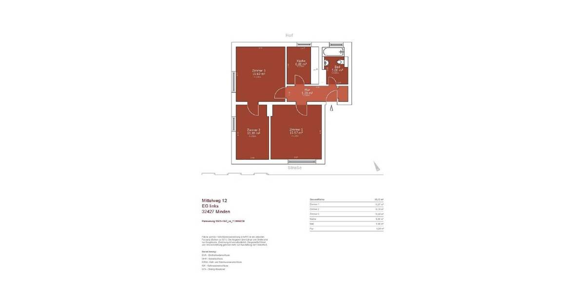 Etagenwohnung Minden Innenstadt - 3 Zimmer, 59 m&sup2;, 549&euro; | Angebot:26627090