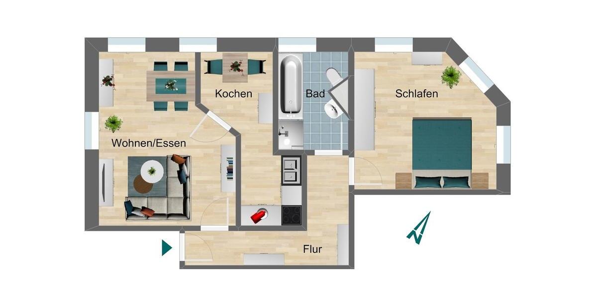 Etagenwohnung Triptis - 2 Zimmer, 57 m&sup2;, 360&euro; | Angebot:26277854