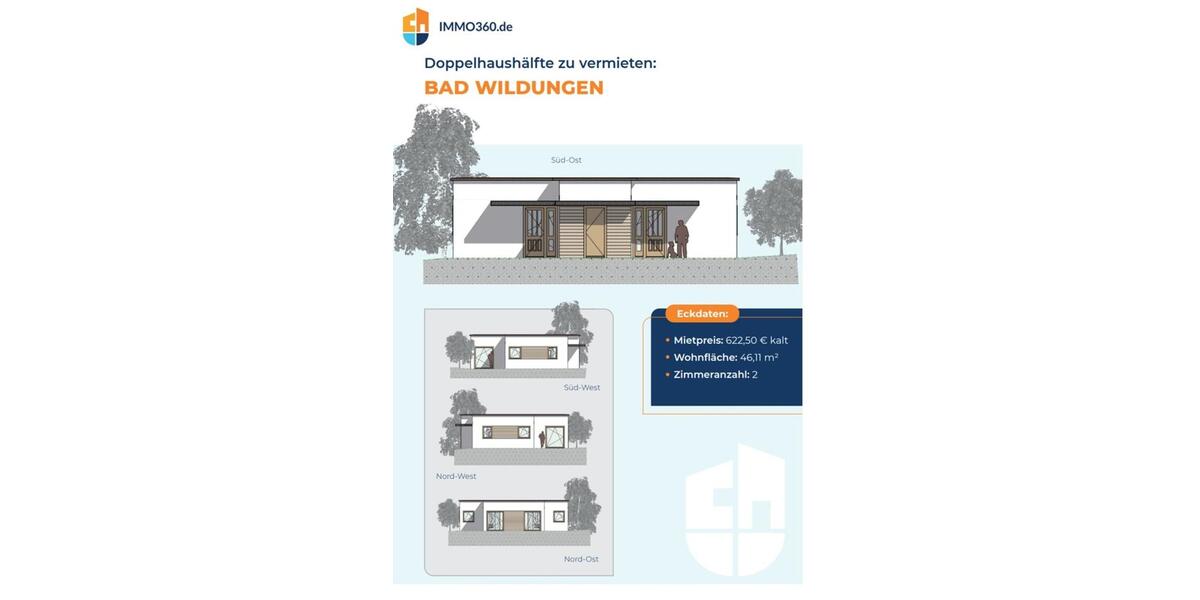 Etagenwohnung Bad Wildungen - 2 Zimmer, 46 m&sup2;, 623&euro; | Angebot:24860450