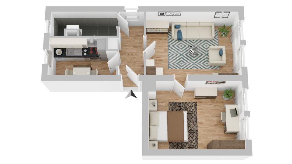 Etagenwohnung Suhl Aue 1 - 2 Zimmer, 46 m&sup2;, 312&euro; | Angebot:26629537