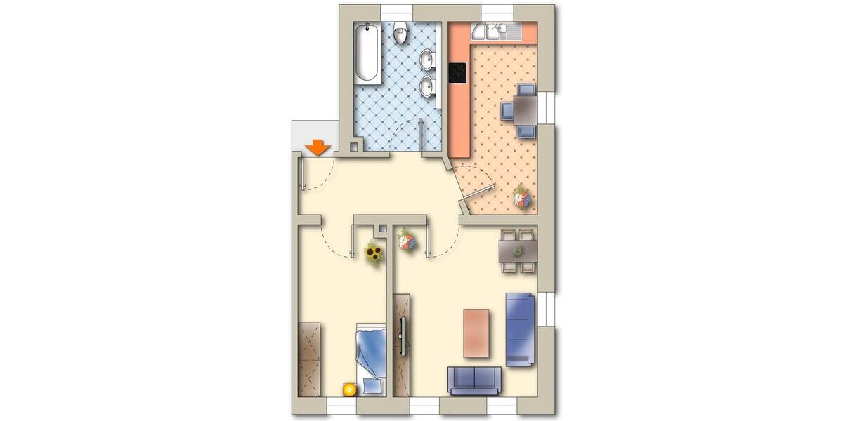 Erdgeschoßwohnung Hohenstein-Ernstthal Ernstthal - 2 Zimmer, 57 m&sup2;, 385&euro; | Angebot:26382741