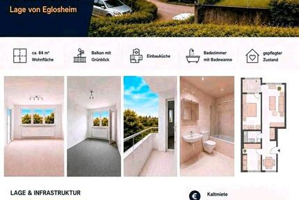 Wohnung Ludwigsburg Eglosheim - 2.5 Zimmer, 64 m&sup2;, 1.000&euro; | Angebot:26701914