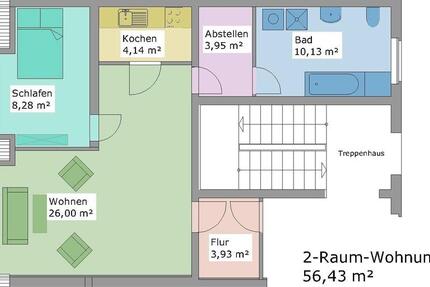 Wohnung Osterburg (Altmark) - 2 Zimmer, 56 m&sup2;, 480&euro; | Angebot:25854881