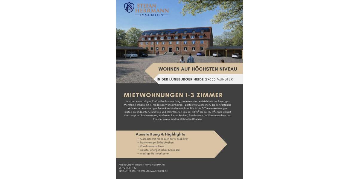Etagenwohnung Munster - 1 Zimmer, 43 m&sup2;, 431&euro; | Angebot:24752863