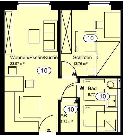 Etagenwohnung Recke - 2 Zimmer, 46 m&sup2;, 508&euro; | Angebot:24907456