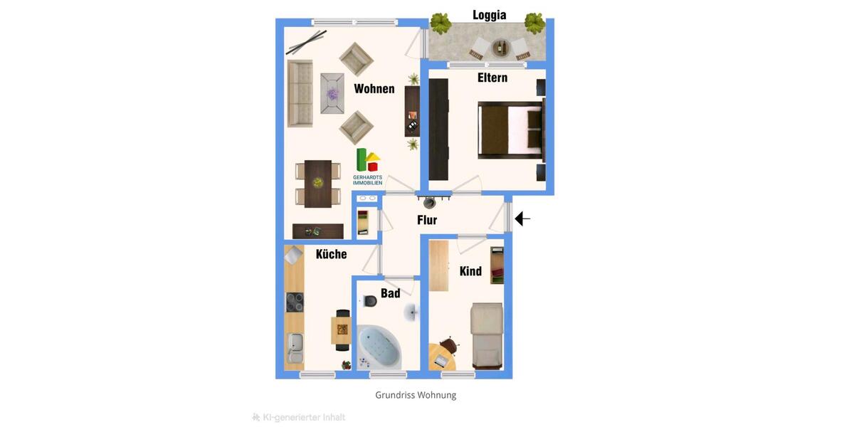 Mietwohnung 71m2, 3 Zimmer, Balkon, Stellplatz 3 zimmer