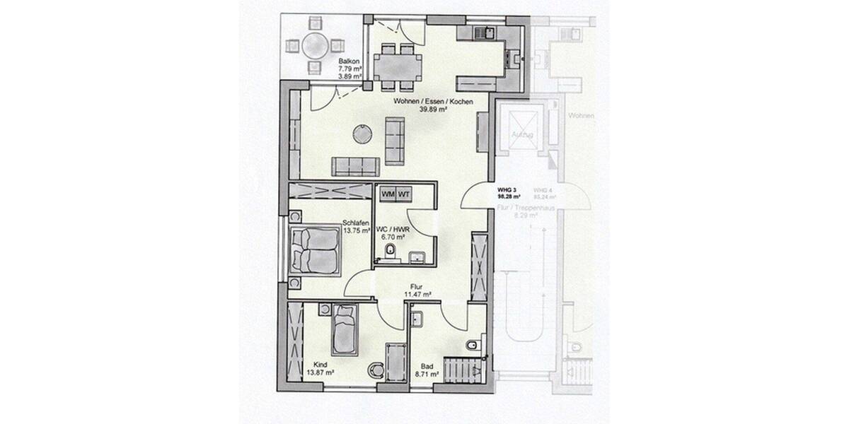 Etagenwohnung Homburg Jägersburg - 3 Zimmer, 98 m&sup2;, 1.250&euro; | Angebot:26809379