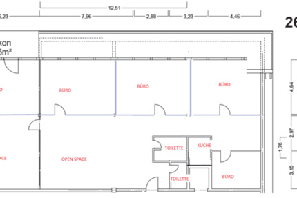 Unmöblierte Bürofläche (265 m²) in Freiburg zur Untervermietung zimmer