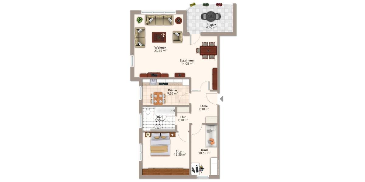 Etagenwohnung Wallenhorst - 3 Zimmer, 92 m&sup2;, 800&euro; | Angebot:26641742