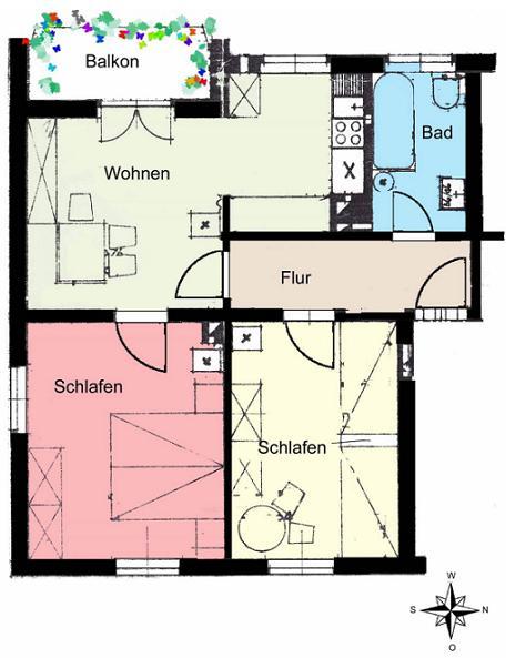Etagenwohnung Ebern - 3 Zimmer, 57 m&sup2;, 420&euro; | Angebot:26025698