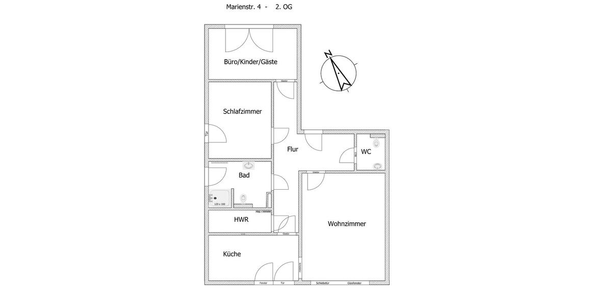 Etagenwohnung Nienburg (Weser) - 3 Zimmer, 106 m&sup2;, 1.060&euro; | Angebot:26023168