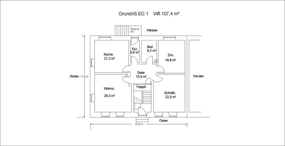 Wohnung zu vermieten, 3 Zi.,Küche Bad,Diele, Flur zimmer