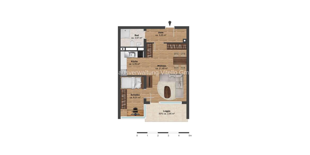 Etagenwohnung Saarbrücken Eschberg - 2 Zimmer, 42 m&sup2;, 580&euro; | Angebot:25855279