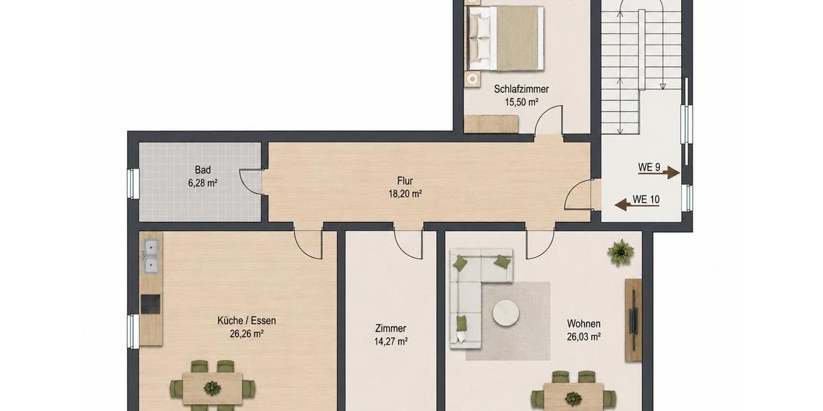 Etagenwohnung Arnstadt - 3 Zimmer, 110 m&sup2;, 1.122&euro; | Angebot:26644750