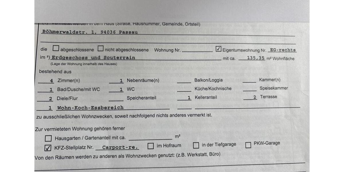 Erdgeschoßwohnung Passau Auerbach - 4 Zimmer, 135 m&sup2;, 1.400&euro; | Angebot:25901729