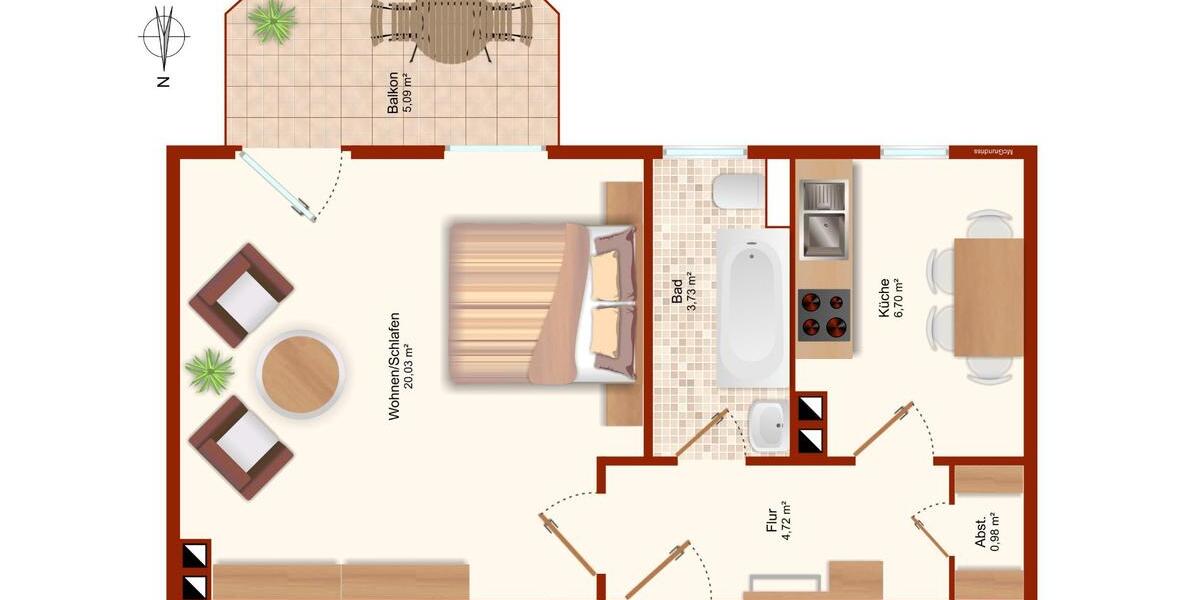 Erdgeschoßwohnung Blankenburg (Harz) - 1 Zimmer, 39 m&sup2;, 300&euro; | Angebot:26644720