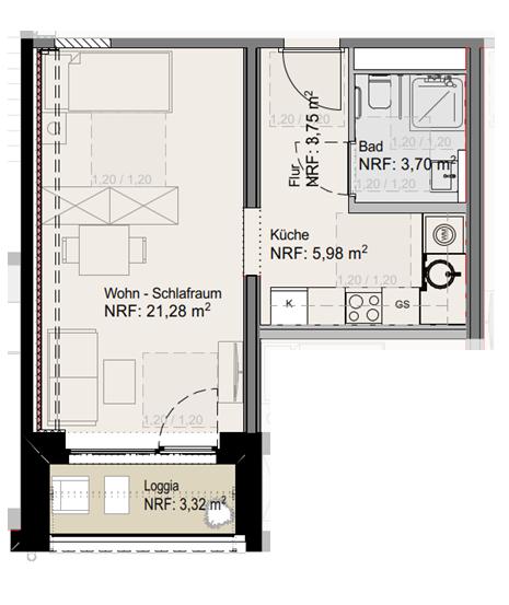 Etagenwohnung Cottbus Sachsendorf - 1 Zimmer, 37 m&sup2;, 595&euro; | Angebot:26164000